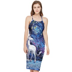 Unicorn Starry Night Print Van Gogh Bodycon Cross Back Summer Dress