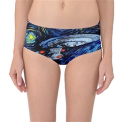 Star Ship Parody Art Starry Night Mid-waist Bikini Bottoms by Modalart