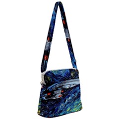 Star Ship Parody Art Starry Night Zipper Messenger Bag by Modalart