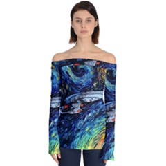 Star Ship Parody Art Starry Night Off Shoulder Long Sleeve Top by Modalart