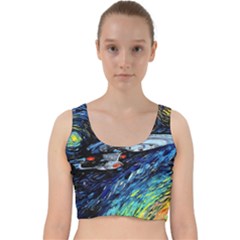 Star Ship Parody Art Starry Night Velvet Racer Back Crop Top by Modalart