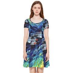 Star Ship Parody Art Starry Night Inside Out Cap Sleeve Dress