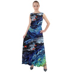 Star Ship Parody Art Starry Night Chiffon Mesh Boho Maxi Dress