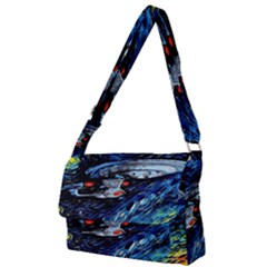 Star Ship Parody Art Starry Night Full Print Messenger Bag (l)