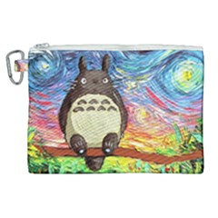 Totoro Starry Night Art Van Gogh Parody Canvas Cosmetic Bag (xl) by Modalart