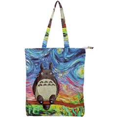 Totoro Starry Night Art Van Gogh Parody Double Zip Up Tote Bag by Modalart