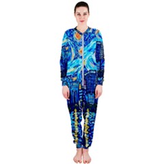 Starry Night Van Gogh Painting Art City Scape Onepiece Jumpsuit (ladies) by Modalart