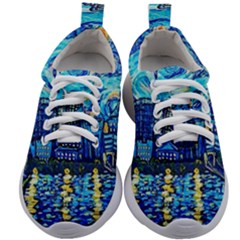 Starry Night Van Gogh Painting Art City Scape Kids Athletic Shoes by Modalart