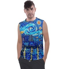 Starry Night Van Gogh Painting Art City Scape Men s Regular Tank Top by Modalart