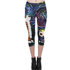 Cartoon Art Starry Night Van Gogh Capri Leggings  by Modalart