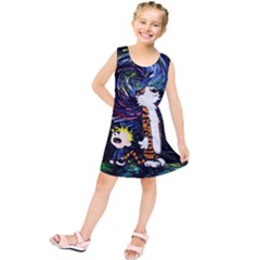 Cartoon Art Starry Night Van Gogh Kids  Tunic Dress by Modalart