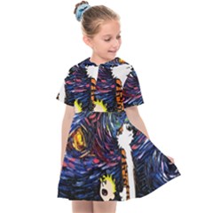 Cartoon Art Starry Night Van Gogh Kids  Sailor Dress by Modalart