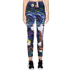 Cartoon Art Starry Night Van Gogh Pocket Leggings  by Modalart