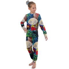 Cartoon Starry Night Vincent Van Gogh Kids  Long Sleeve Set  by Modalart