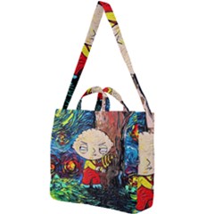 Cartoon Starry Night Vincent Van Gogh Square Shoulder Tote Bag by Modalart