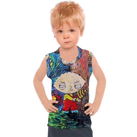 Cartoon Starry Night Vincent Van Gogh Kids  Sport Tank Top by Modalart