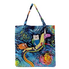 Adventure Time Art Starry Night Van Gogh Grocery Tote Bag by Modalart