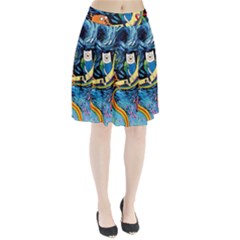 Adventure Time Art Starry Night Van Gogh Pleated Skirt by Modalart