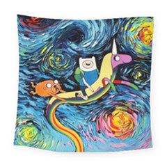Adventure Time Art Starry Night Van Gogh Square Tapestry (large)
