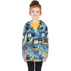 Adventure Time Art Starry Night Van Gogh Kids  Double Breasted Button Coat by Modalart