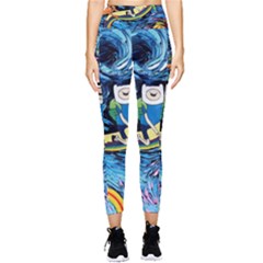 Adventure Time Art Starry Night Van Gogh Pocket Leggings  by Modalart