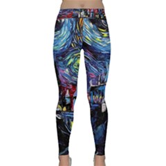 Castle Hogwarts Starry Night Print Van Gogh Parody Classic Yoga Leggings by Modalart