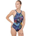 Castle Hogwarts Starry Night Print Van Gogh Parody High Neck One Piece Swimsuit View1