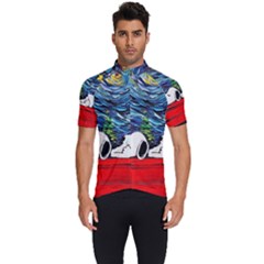 Dog House Vincent Van Gogh s Starry Night Parody Men s Short Sleeve Cycling Jersey