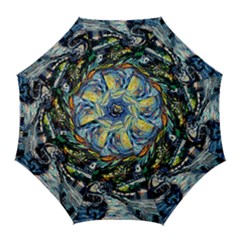 The Great Wall Nature Painting Starry Night Van Gogh Golf Umbrellas by Modalart