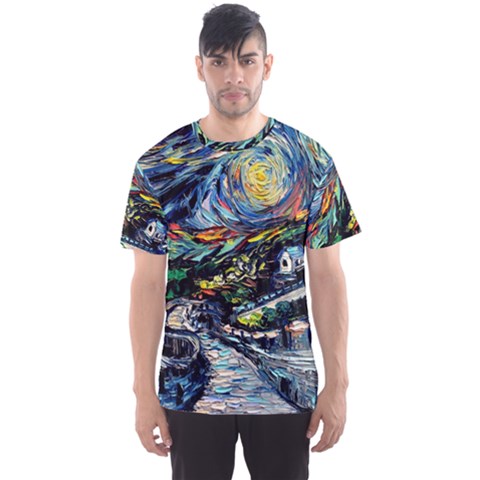 The Great Wall Nature Painting Starry Night Van Gogh Men s Sport Mesh T-shirt by Modalart