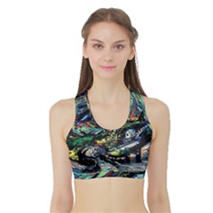 The Great Wall Nature Painting Starry Night Van Gogh Sports Bra With Border by Modalart