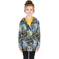 The Great Wall Nature Painting Starry Night Van Gogh Kids  Double Breasted Button Coat by Modalart