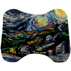 The Great Wall Nature Painting Starry Night Van Gogh Head Support Cushion by Modalart