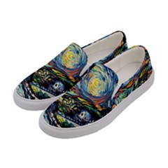 The Great Wall Nature Painting Starry Night Van Gogh Women s Canvas Slip Ons by Modalart