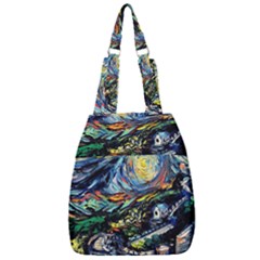 The Great Wall Nature Painting Starry Night Van Gogh Center Zip Backpack by Modalart