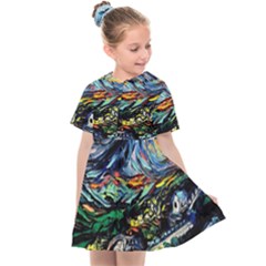 The Great Wall Nature Painting Starry Night Van Gogh Kids  Sailor Dress by Modalart