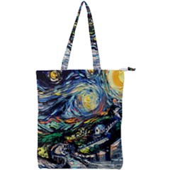 The Great Wall Nature Painting Starry Night Van Gogh Double Zip Up Tote Bag by Modalart