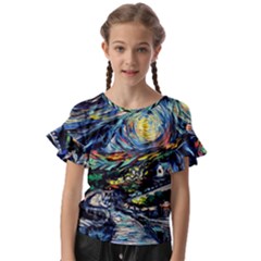 The Great Wall Nature Painting Starry Night Van Gogh Kids  Cut Out Flutter Sleeves