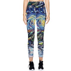 The Great Wall Nature Painting Starry Night Van Gogh Pocket Leggings  by Modalart