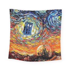 Tardis Starry Night Doctor Who Van Gogh Parody Square Tapestry (small) by Modalart