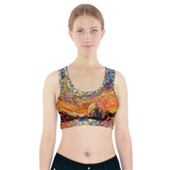 Tardis Starry Night Doctor Who Van Gogh Parody Sports Bra With Pocket by Modalart