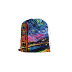 Golden Gate Bridge Starry Night Vincent Van Gogh Drawstring Pouch (small) by Modalart