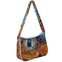 Tardis Starry Night Doctor Who Van Gogh Parody Zip Up Shoulder Bag by Modalart