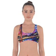 Golden Gate Bridge Starry Night Vincent Van Gogh Got No Strings Sports Bra by Modalart