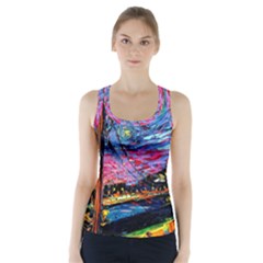 Golden Gate Bridge Starry Night Vincent Van Gogh Racer Back Sports Top by Modalart