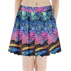 Golden Gate Bridge Starry Night Vincent Van Gogh Pleated Mini Skirt by Modalart