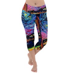 Golden Gate Bridge Starry Night Vincent Van Gogh Lightweight Velour Capri Yoga Leggings