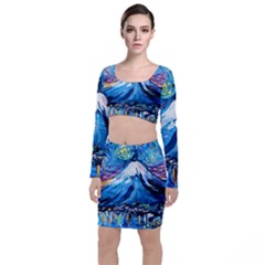 Mount Fuji Art Starry Night Van Gogh Top And Skirt Sets by Modalart