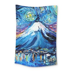 Mount Fuji Art Starry Night Van Gogh Small Tapestry by Modalart