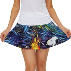 Dog Cartoon Starry Night Print Van Gogh Parody Women s Skort by Modalart